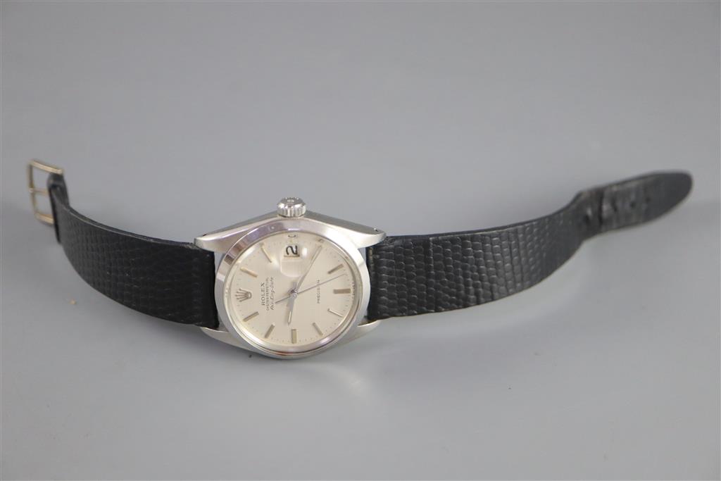 A gentlemans 1970s stainless steel Rolex Oyster Perpetual Air-King Date wrist watch,